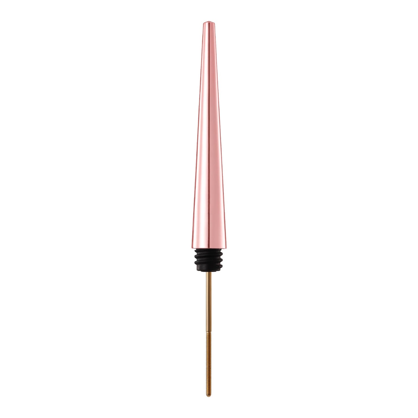 Rose gold makeup brush with black bristle tip on a white background AgelessBeauty3000.com NEOGEN DERMALOGY | Extra Slim Metal Maxicara BLACK