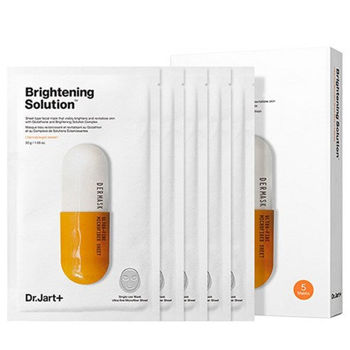 AgelessBeauty3000.com Dr.Jart+ | DERMASK BRIGHTENING SOLUTION FACE MASK Packaging of Dr. Jart+ Dermask Intense Sheet Mask with brightening solution on a white background