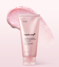 AgelessBeauty3000.com medicube | PDRN Pink Glutathione Capsule Cleansing Foam Pink tube of Medicube cleansing foam on a white background