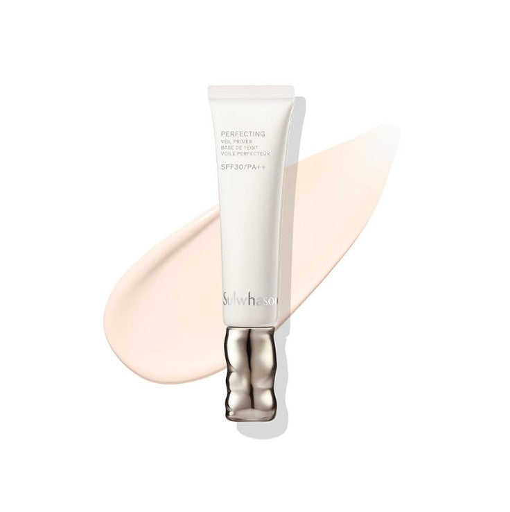 AgelessBeauty3000.com Sulwhasoo | Perfecting Veil Primer SPF30 PA Skincare product with a swatch on a white background
