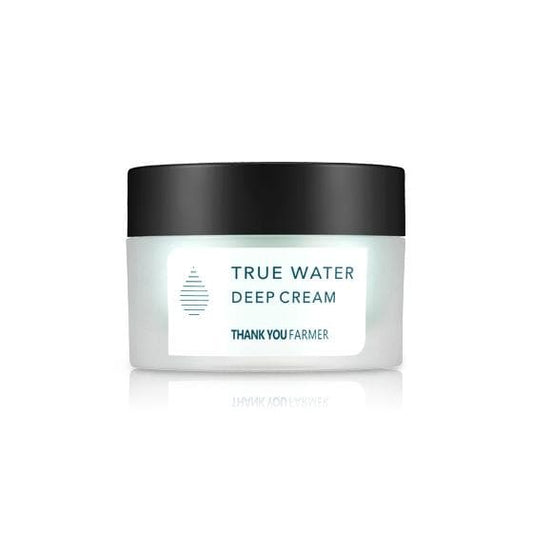 Jar of True Water Deep Cream by Thank You Farmer on a white background  AgelessBeauty3000.com  THANK YOU FARMER  |  True Water Deep Cream