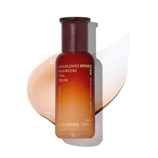 AgelessBeauty3000.com  Innisfree  | Cauliflower Mushroom Vital Serum     Innisfree Cauliflower Mushroom Vital Serum bottle on a white background