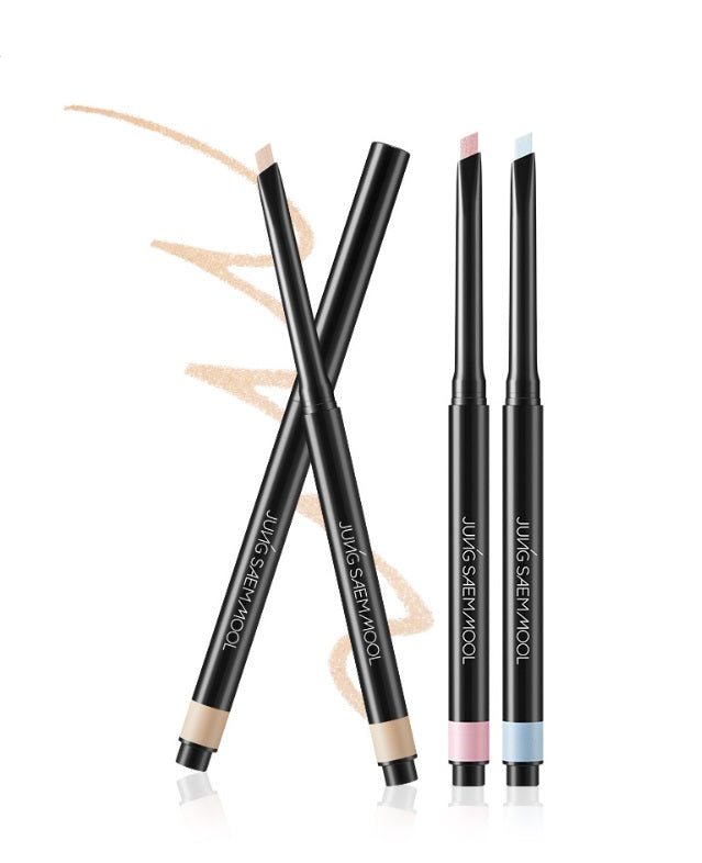 Set of Juun.J cosmetic products on a pink background  AgelessBeauty3000.com   JUNGSAEMMOOL  |  Artist Drawing Shadow Pencil