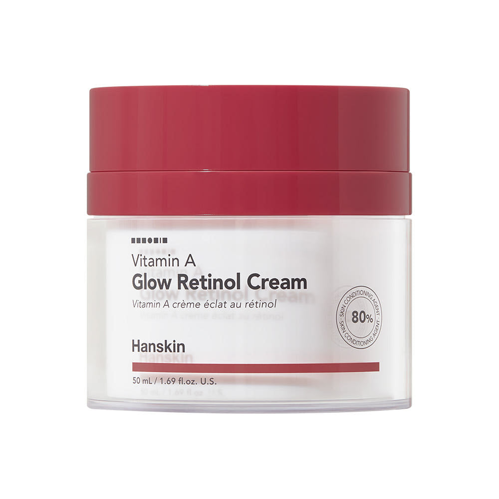 AgelessBeauty3000.com Jar of Vitamin A Glow Retinol Cream by Hanskin on a white background